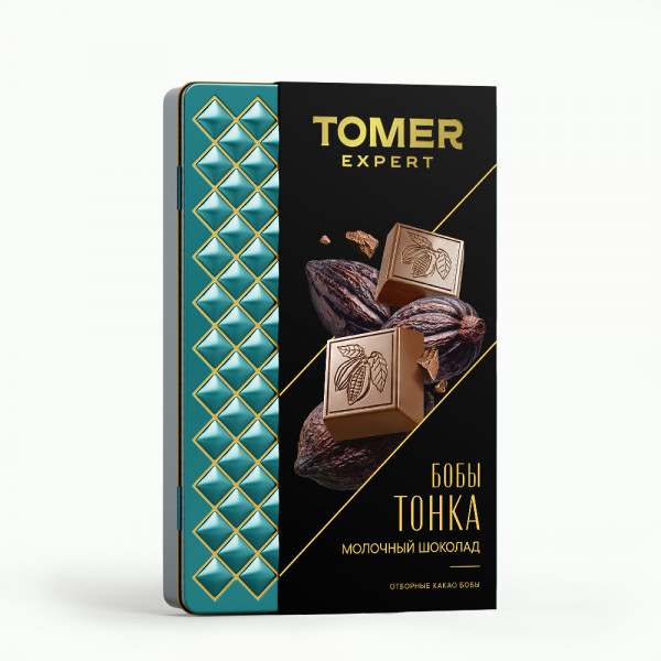 №1 Фабрика Томер металлический бокс Молочный шоколад БОБЫ ТОНКА , 90г в Новокузнецке