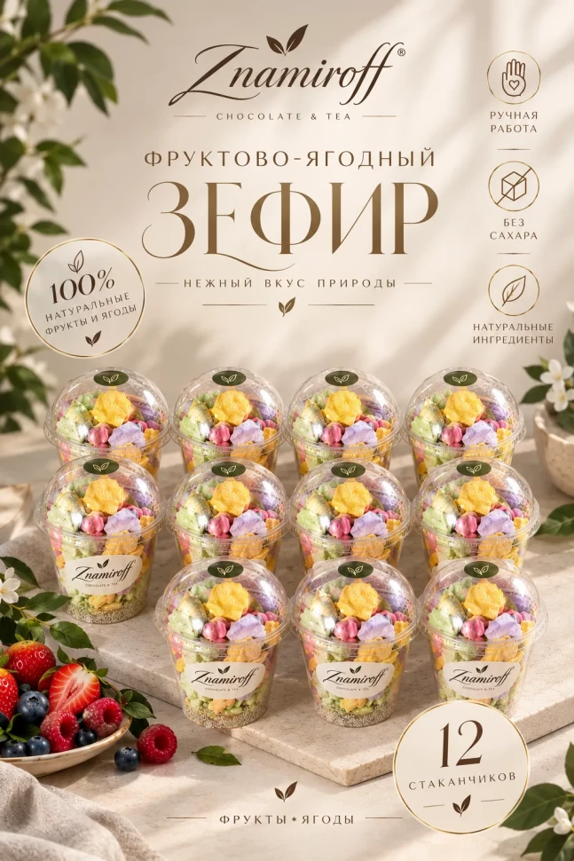 Зефир в стаканчиках без сахара(коробка 12шт по 100гр) в Новокузнецке