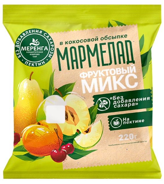  Меренга Мармелад без сахара в кокосовой обсыпке Фруктовый микс, 220г   в Новокузнецке
