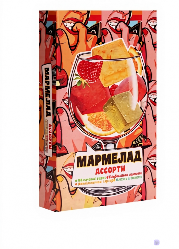 №2 Мармелад АлкоАссорти(яблочный виски, клубничный просекко, апельсиновый вермут, лайм текила) 110г в Новокузнецке