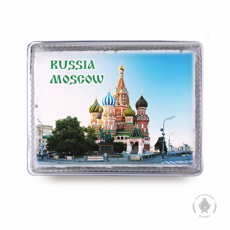  Пряник 600г RUSSIA MOSCOW с фотопечатью (в подарочной пластиковой упаковке)  в Новокузнецке
