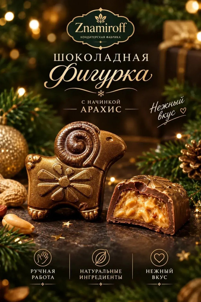  Шоколад фигурный "Баран-таран" молочный шоколад с арахисовой начинкой (блок 5шт по 70г) в Новокузнецке